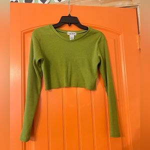 Green long sleeve crop top